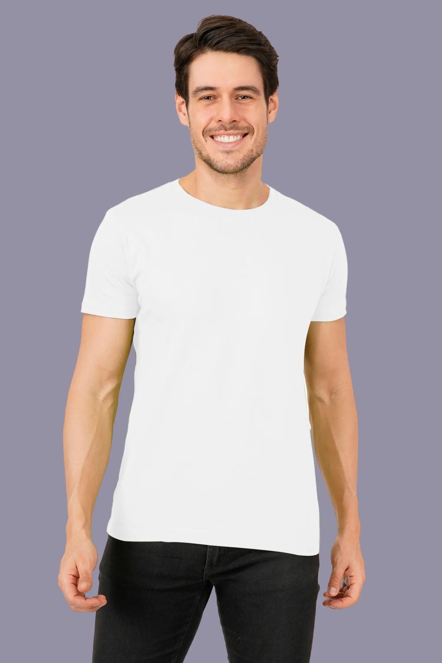 White Solid Round Neck Tshirts - Image 2
