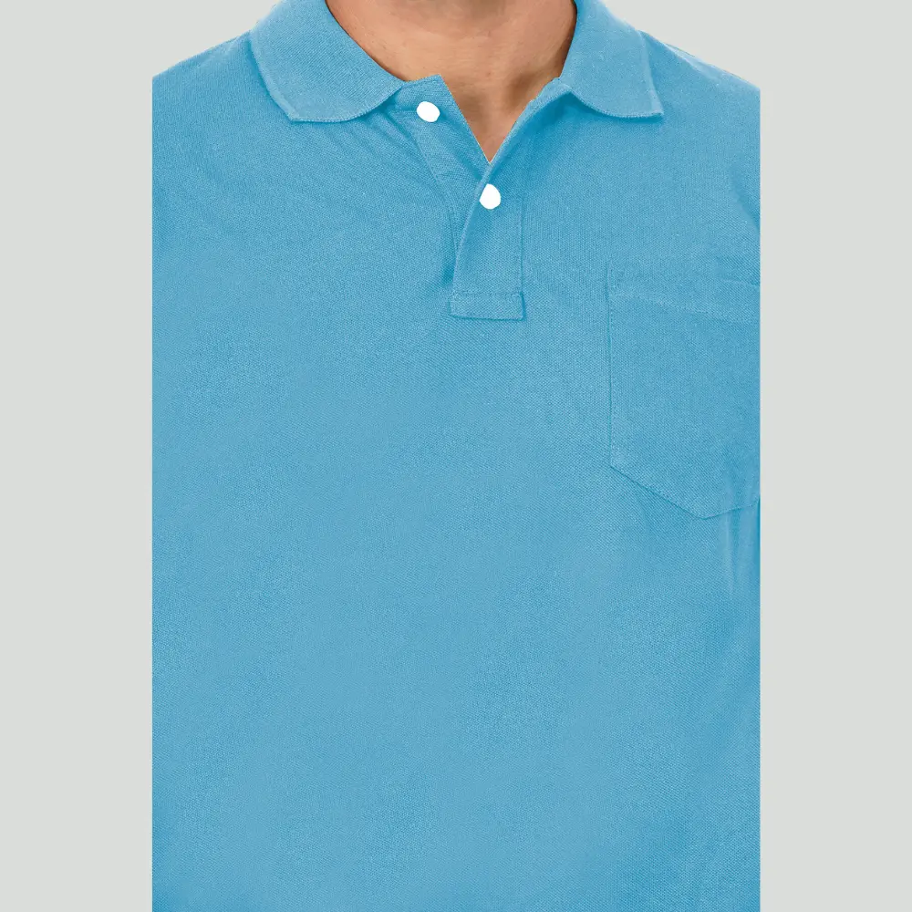 Ocean Blue Solid Polo Tshirt - Image 2