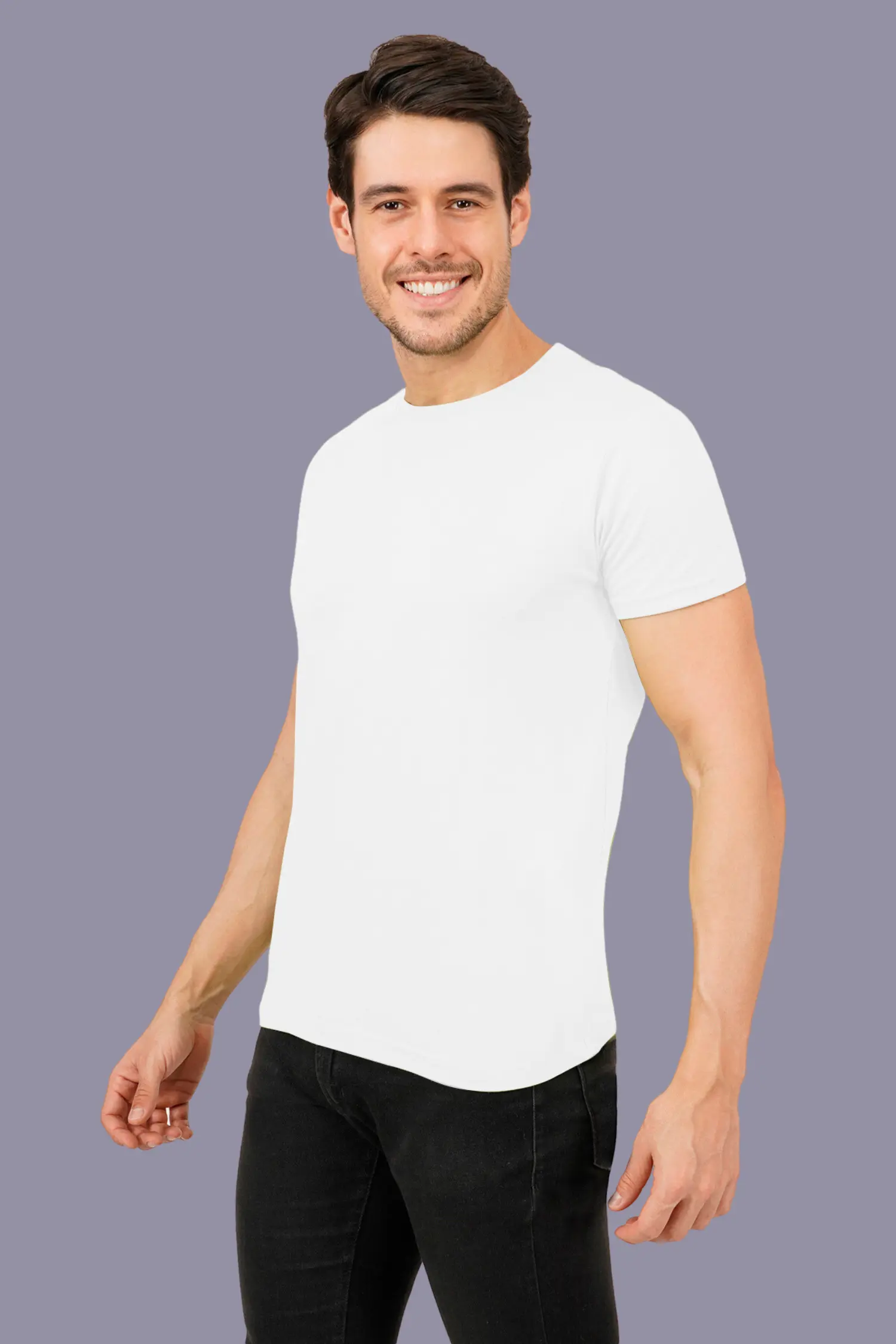 White Solid Round Neck Tshirts