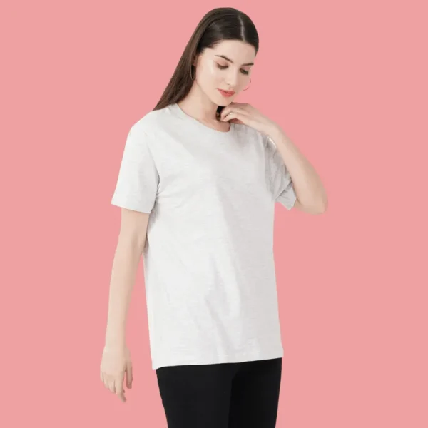 White HTR  Solid Women FreeSize Tees