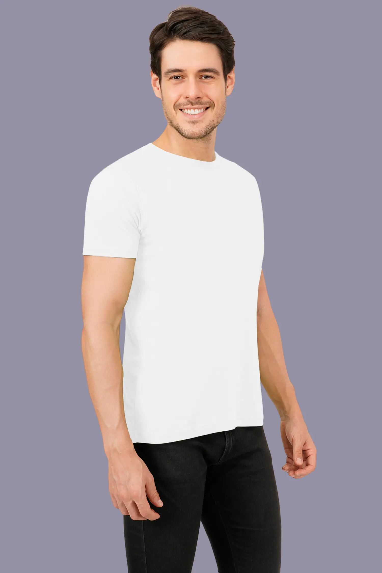 White Solid Round Neck Tshirts - Image 5