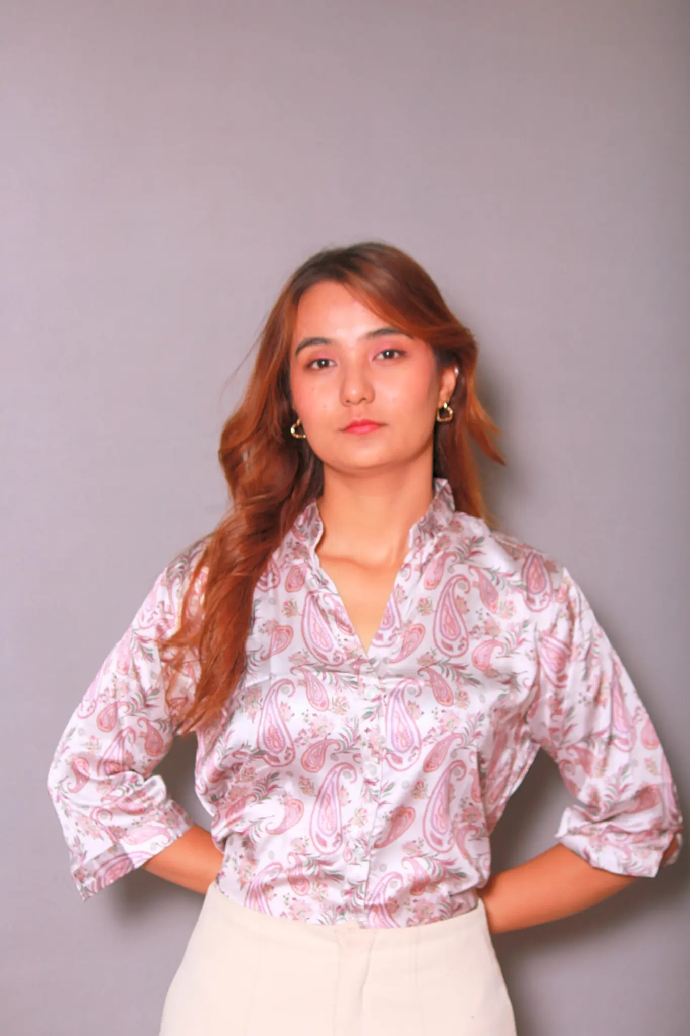 Paisley Printed Women Shirt-Japanese Satin - Image 6