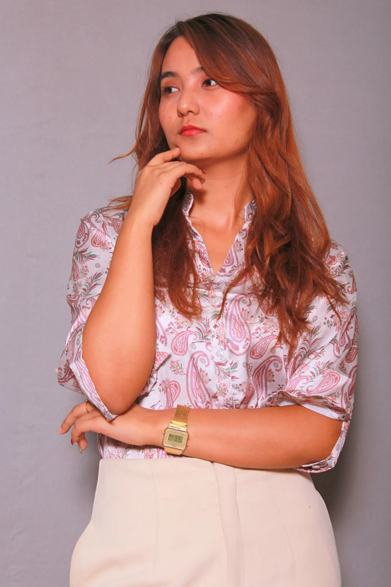 Paisley Printed Women Shirt-Japanese Satin - Image 5