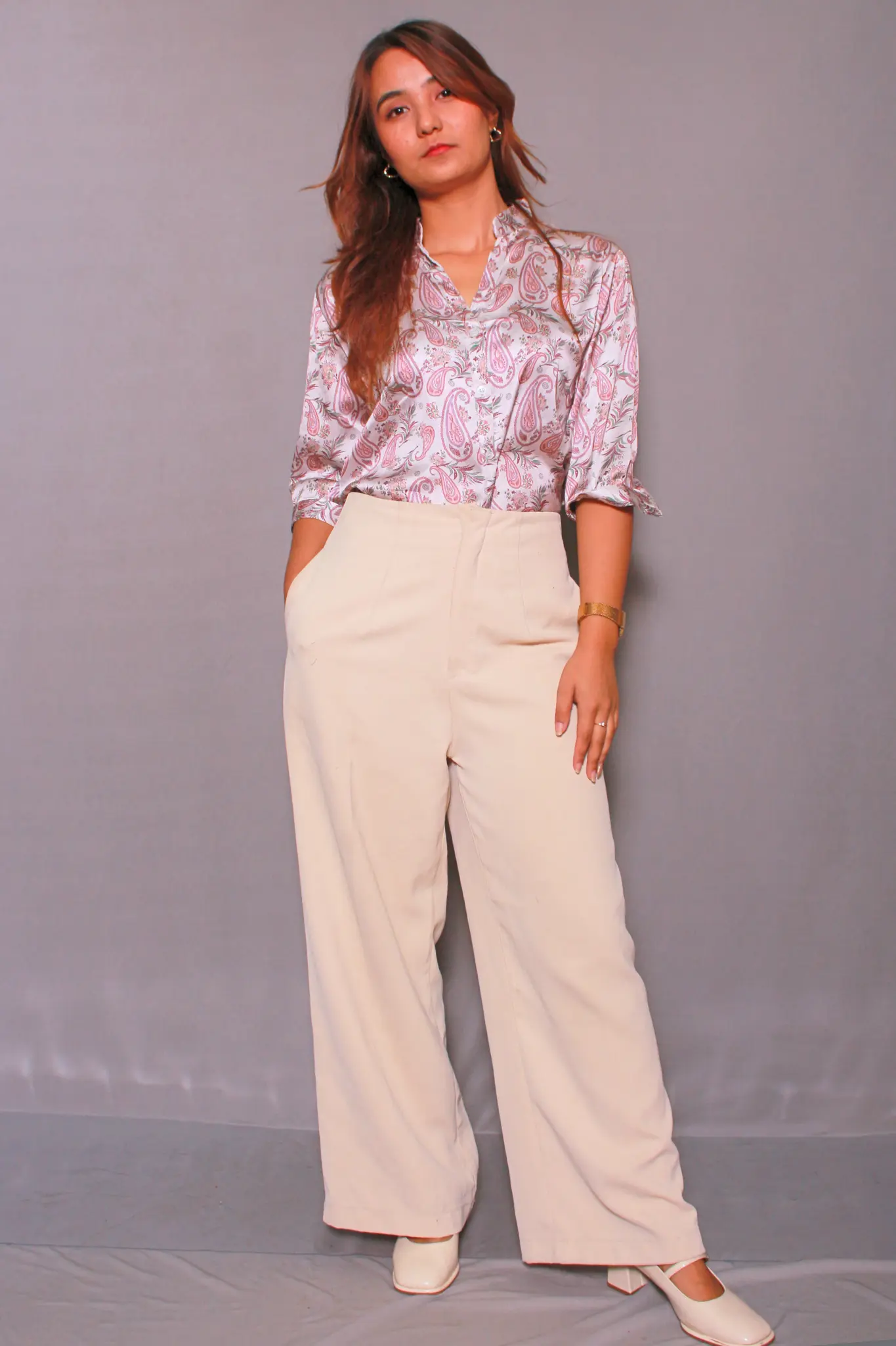 Paisley Printed Women Shirt-Japanese Satin - Image 4