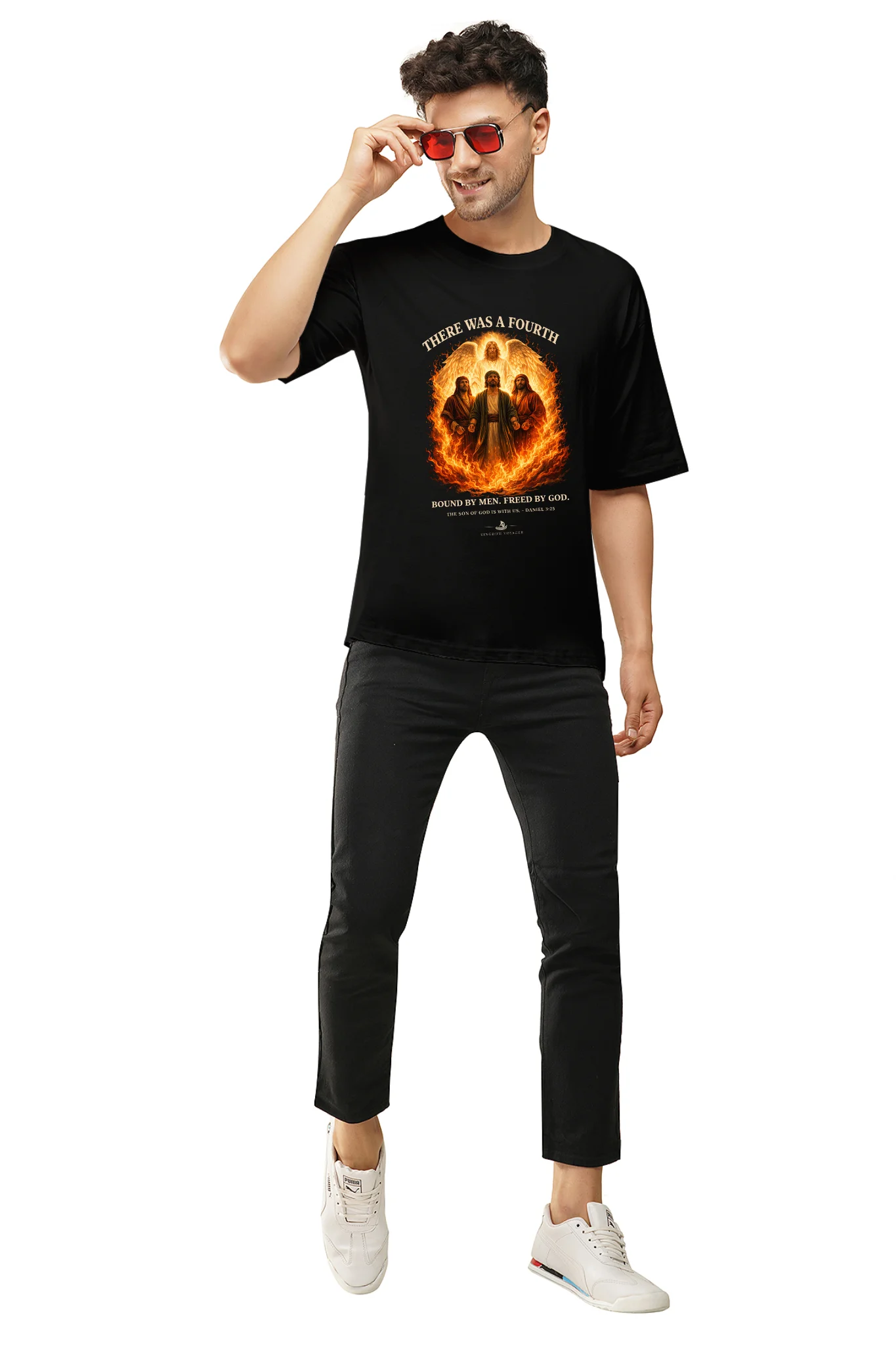 Freed by God Dropped Shoulder Tshirt Black - Image 3