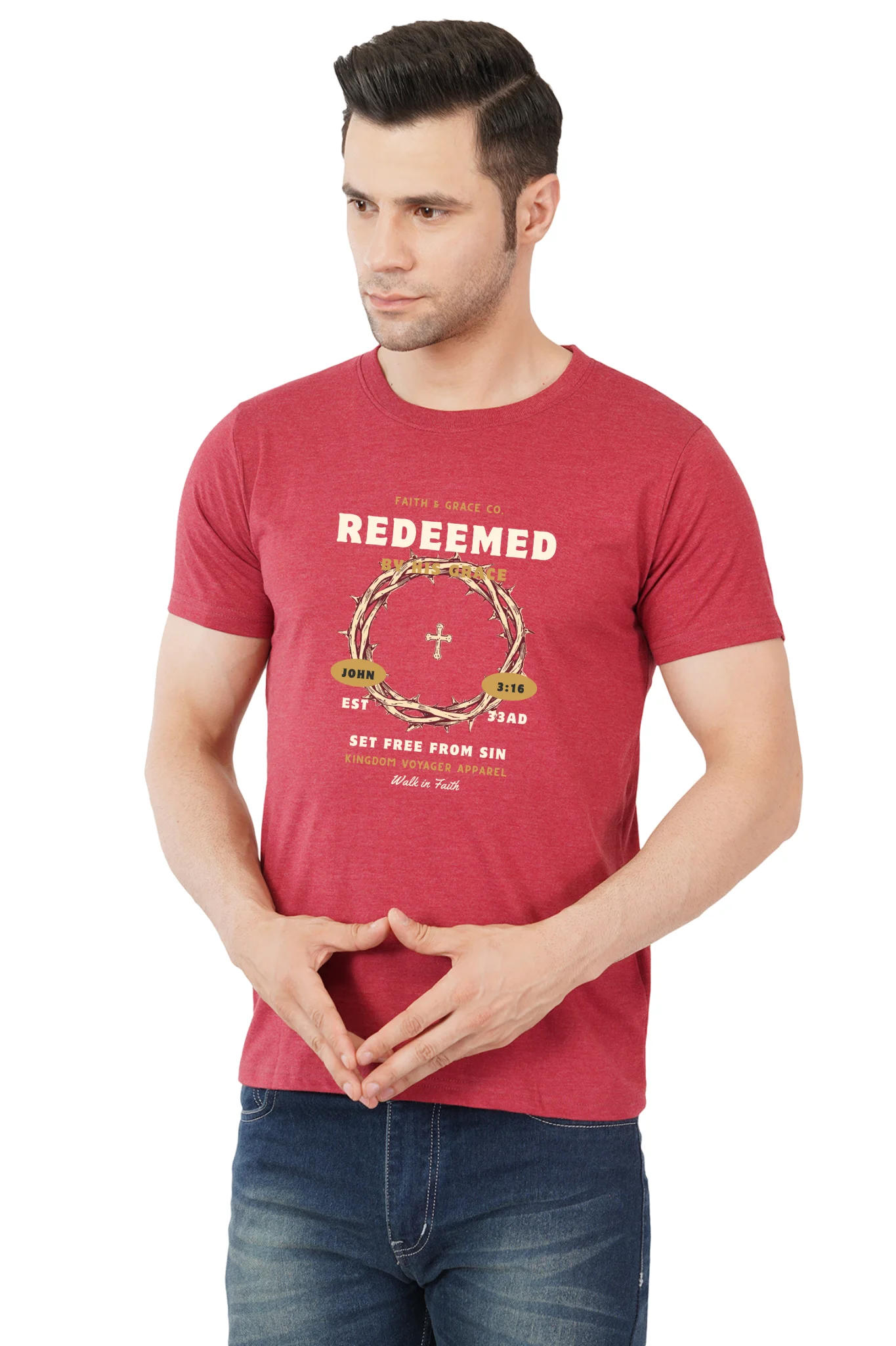 Redeemed by The Grace Tshirt Cardinal HTR