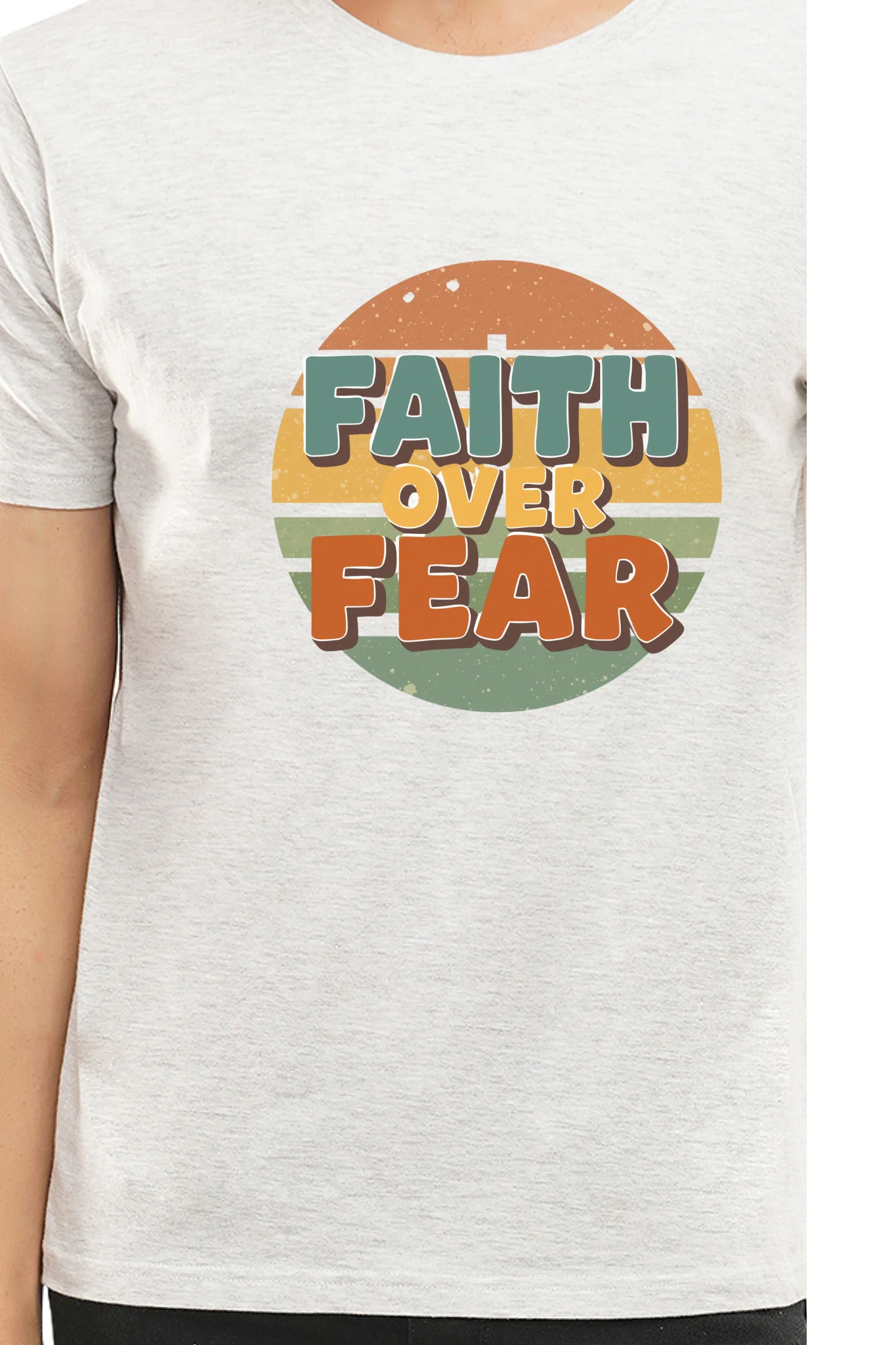 Faith Over Fear Tshirt White HTR - Image 2