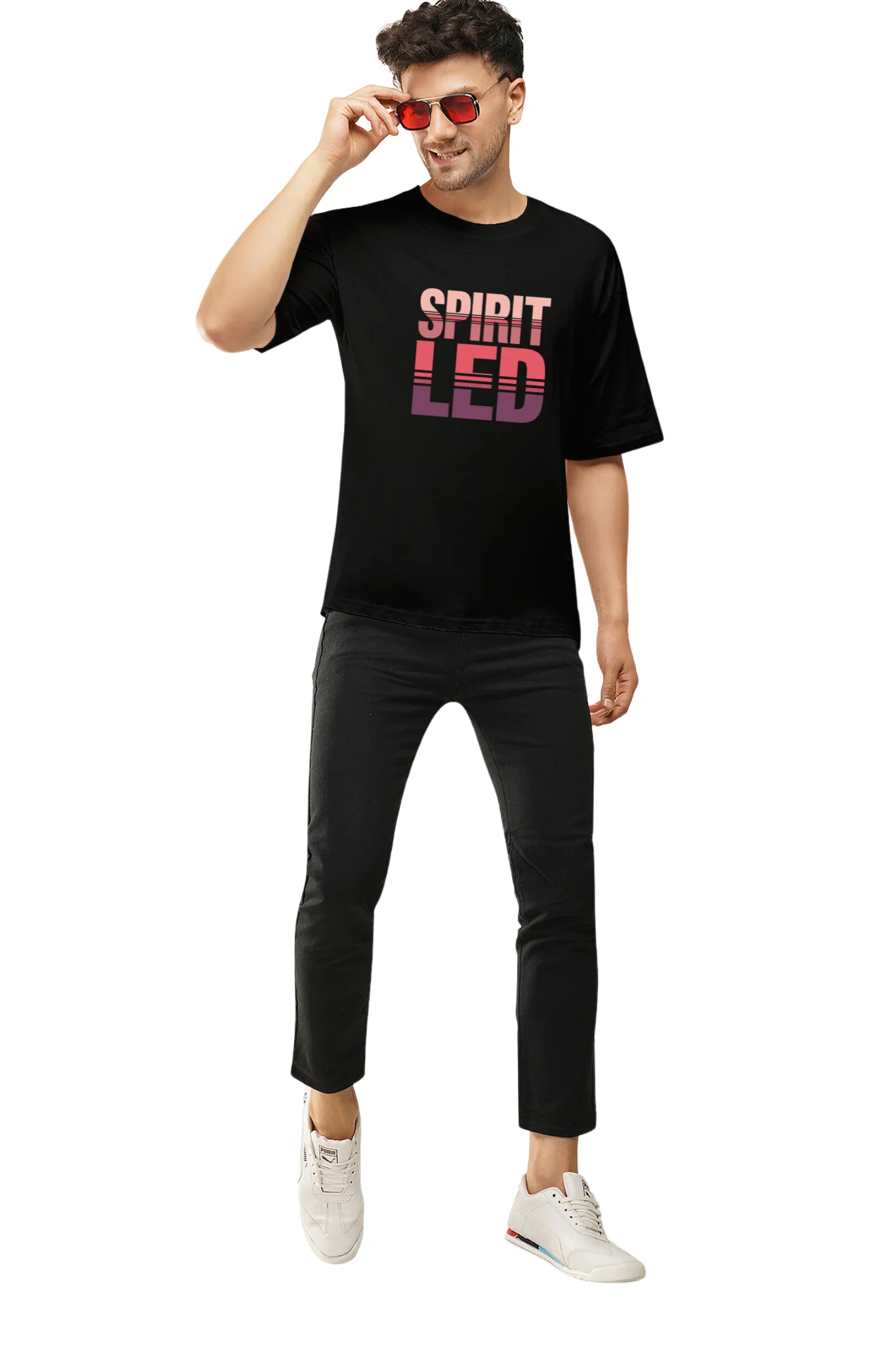 Spirit Led Dropped Shoulder Tshirt Black - Image 3