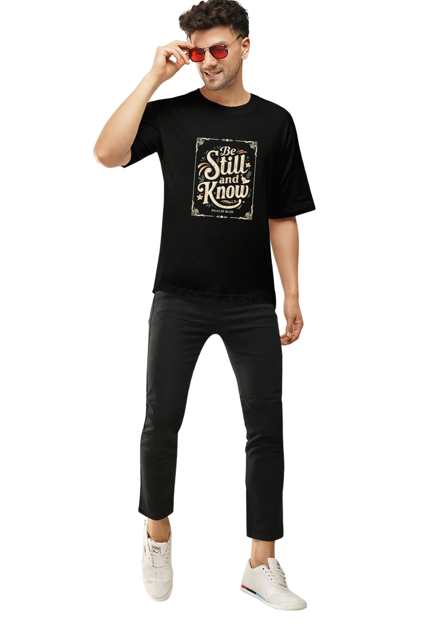 Be Still and Know Dropped Should Tshirt _ Black - Image 4