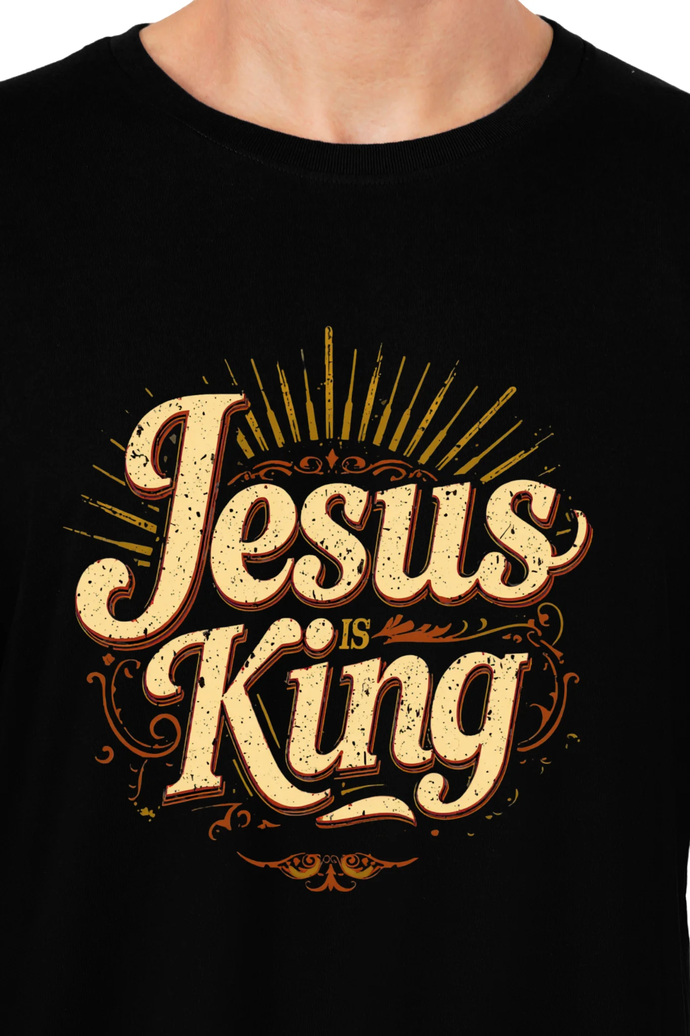 Jesus is The King Dropped Shoulder Tshirt Black - Image 2