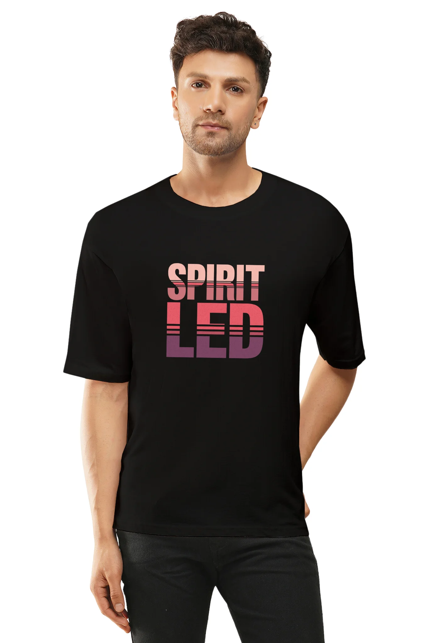 Spirit Led Dropped Shoulder Tshirt Black
