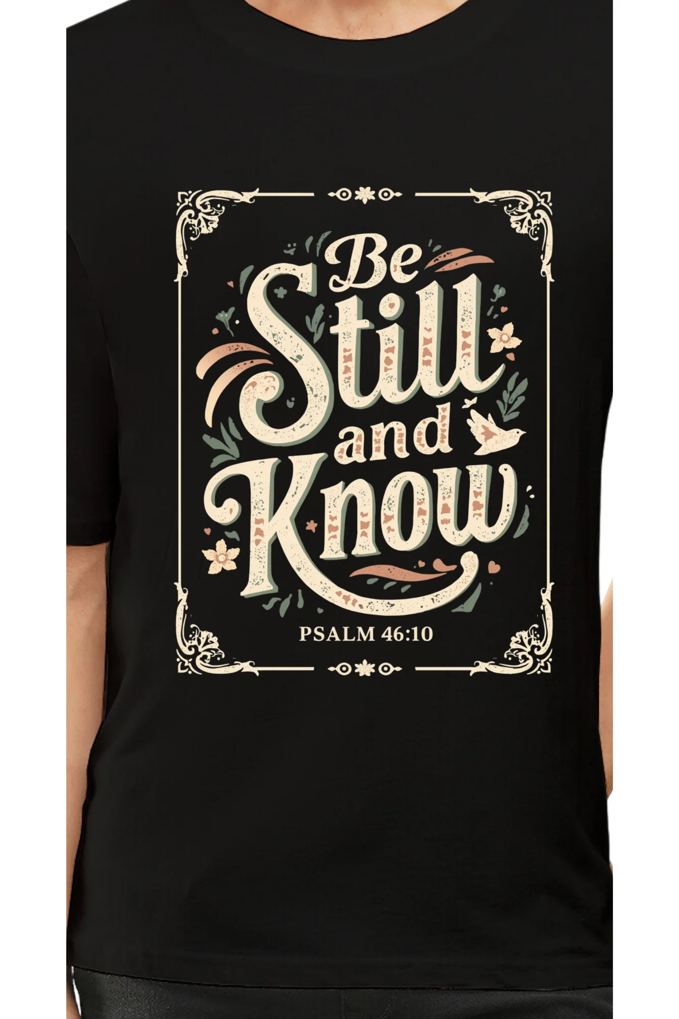 Be Still and Know Dropped Should Tshirt _ Black - Image 2
