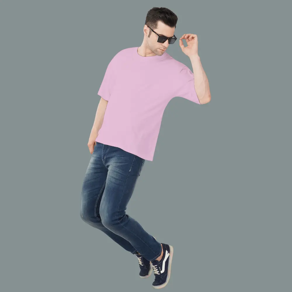 Lilac Dropped Shoulder Tshirt  Solid Men - Image 6