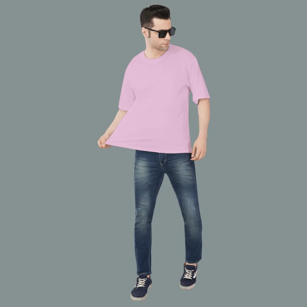 Lilac Dropped Shoulder Tshirt  Solid Men - Image 5