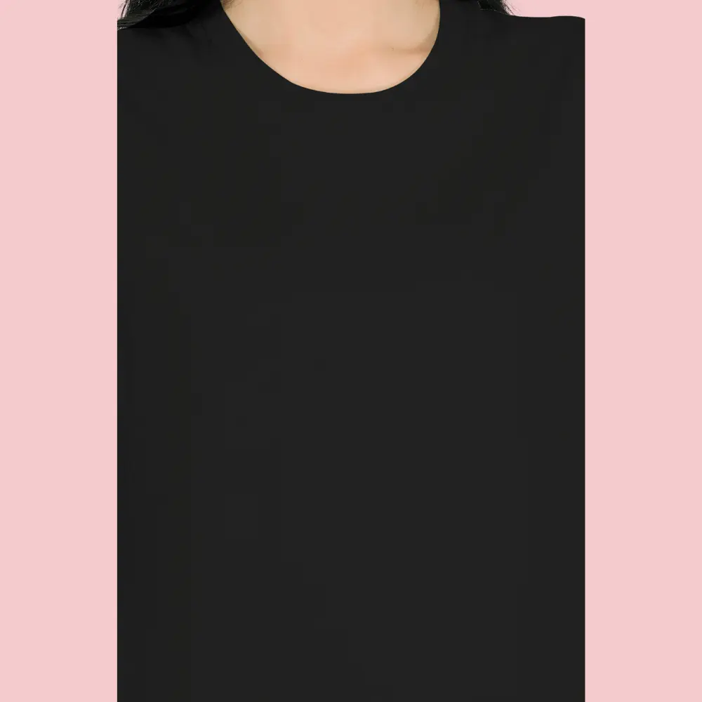 Black Solid Women Tshirt - Image 2