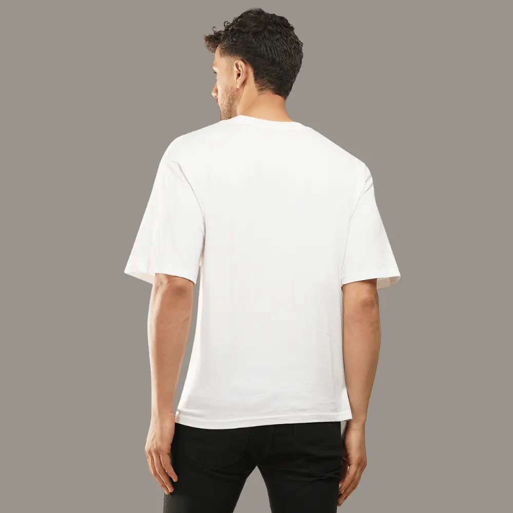 White Dropped Shoulder  Solid Tshirts - Image 3