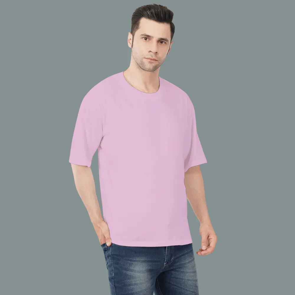 Lilac Dropped Shoulder Tshirt  Solid Men