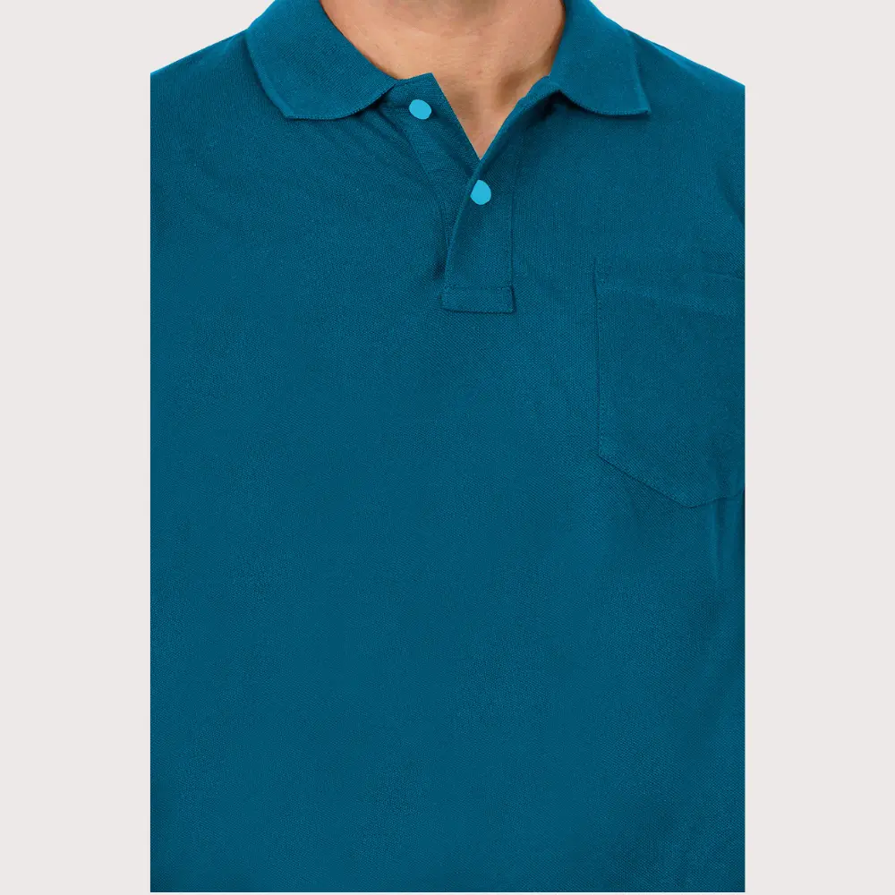 Petrol Blue Solid Polo Tshirts - Image 5