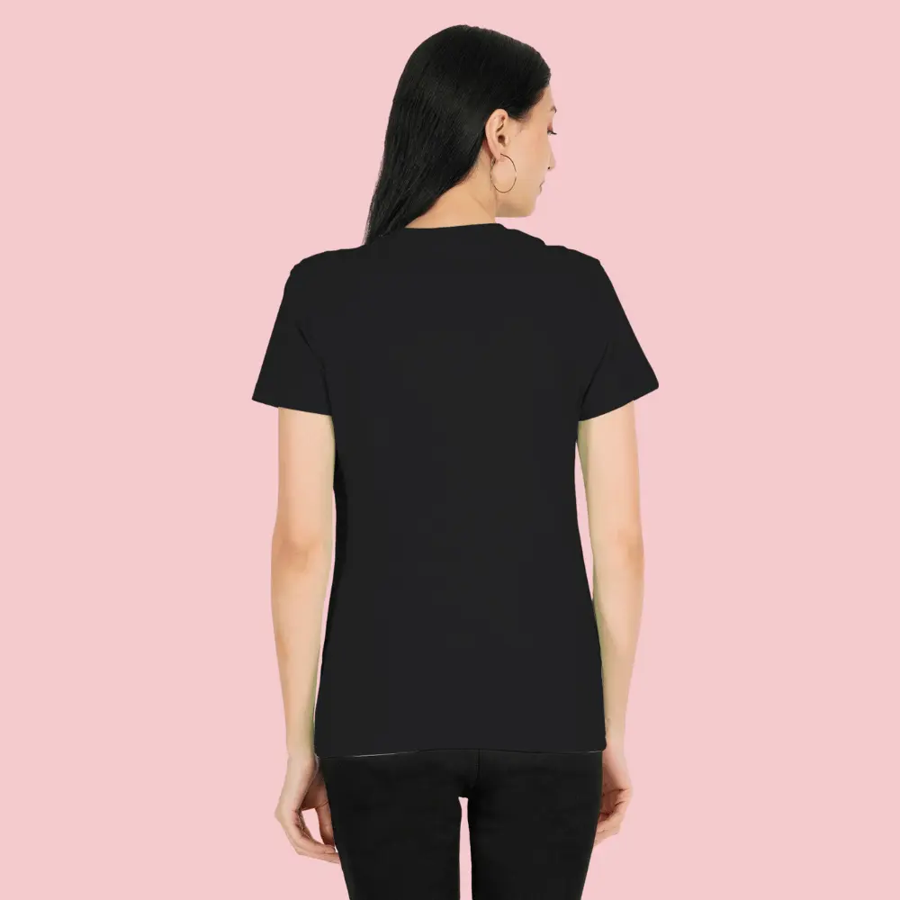 Black Solid Women Tshirt - Image 4