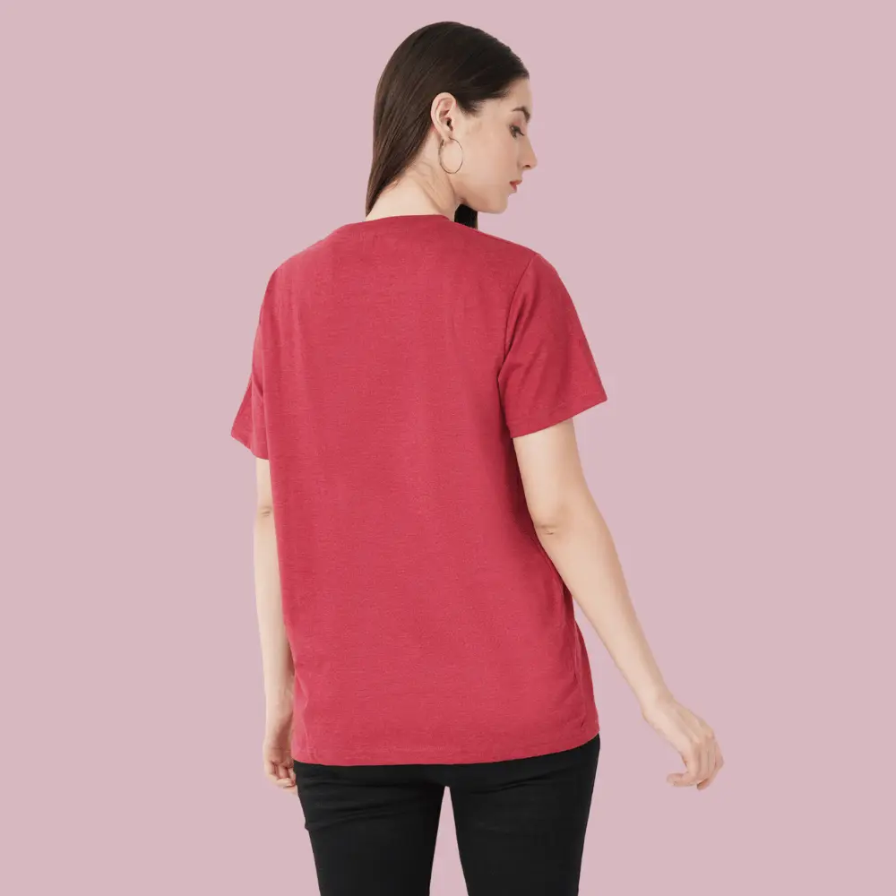 Cardinal HTR Solid Women FreeSize Tshirt - Image 5